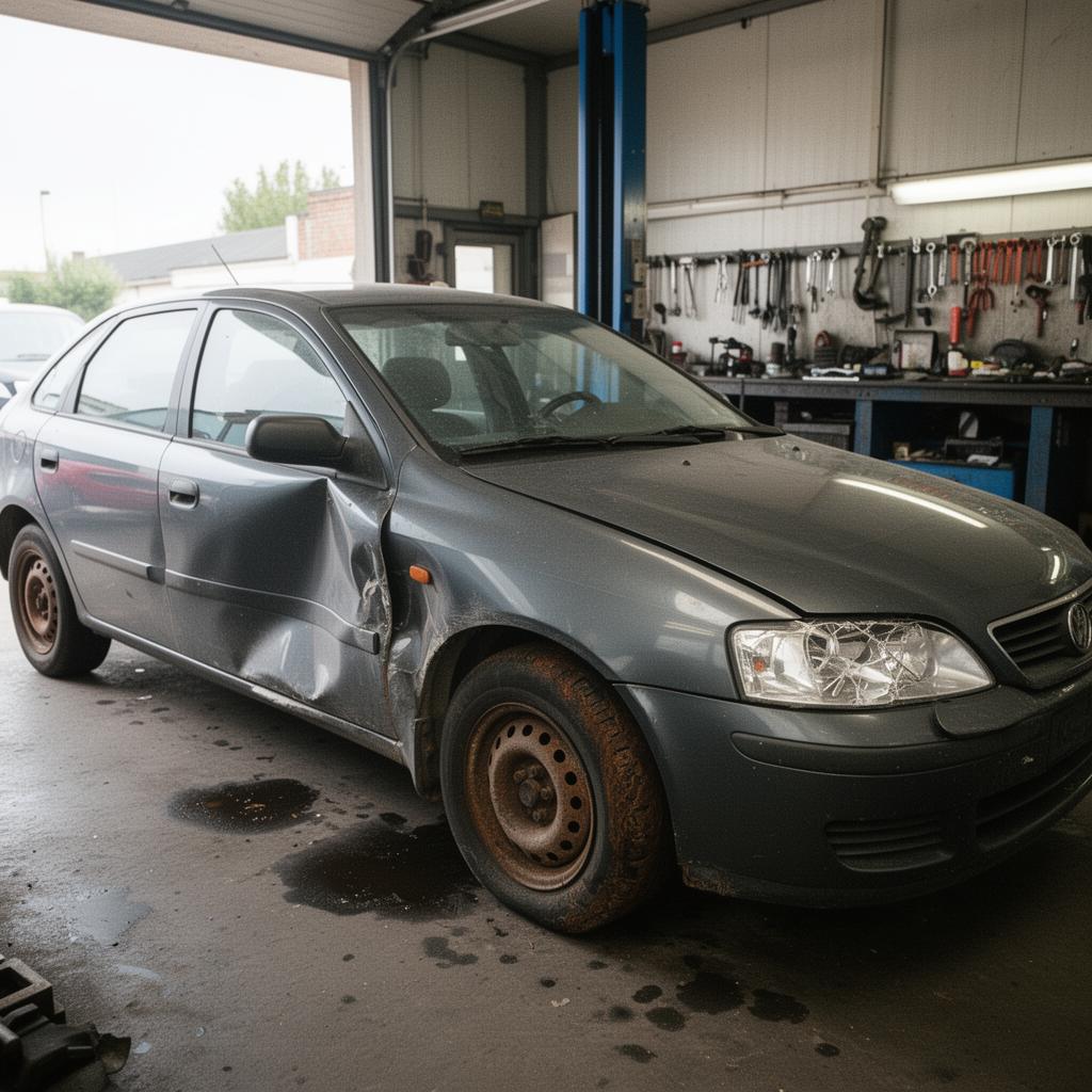 Coche dañado en nuestro taller de Madrid